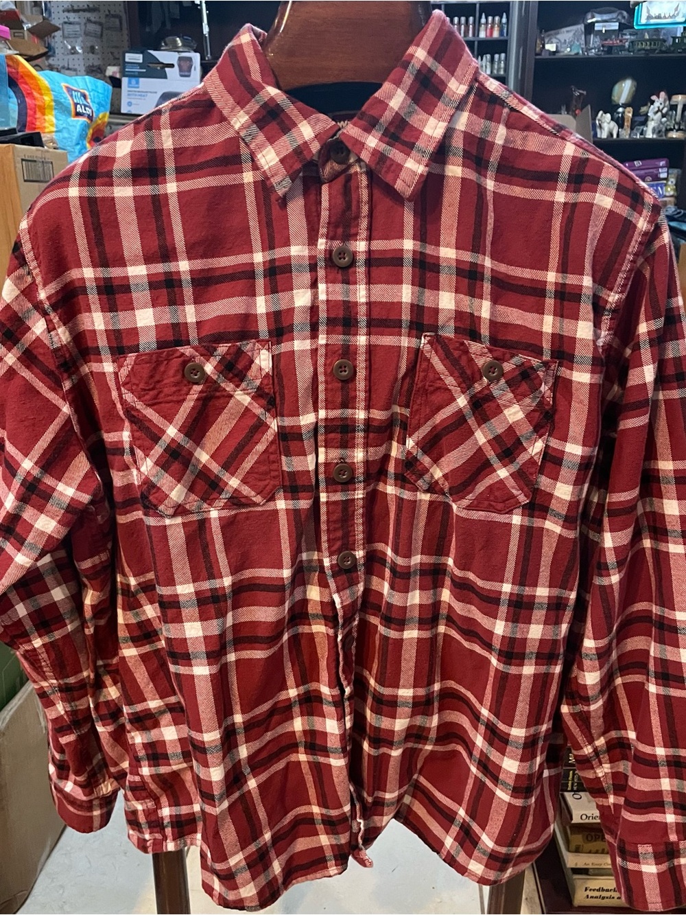 Wrangler Red Plaid Button-Down Shirt